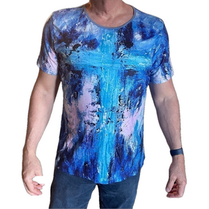 FAITH Based Shirt NWOT Mens Blue Turquoise Cross‎